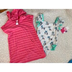 Disney Minnie Mouse Swimsuit 5T & Cat Jack Pink Striped Hooded Cover Up Set 5T